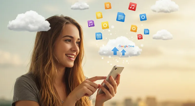 Google Drive backup – devojka sinhronizuje fajlove sa telefona u oblak.